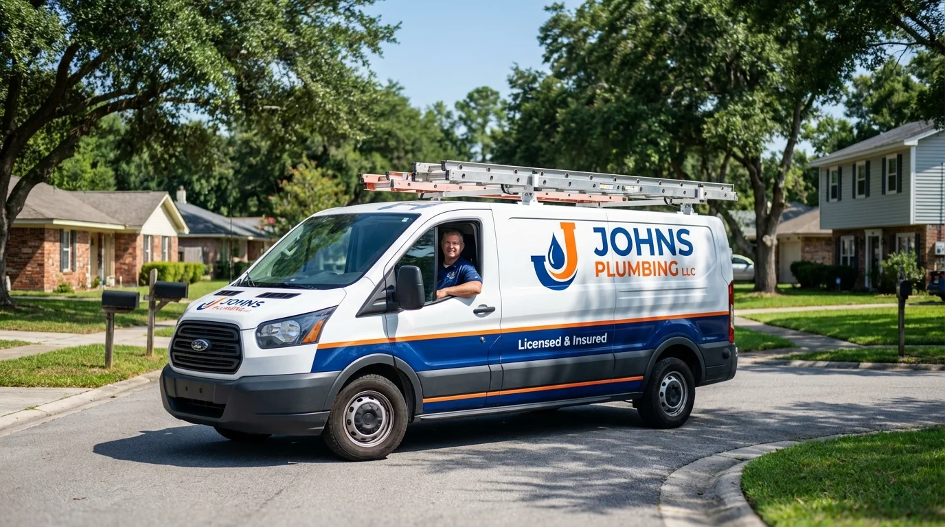 Johns Plumbing LLC service van in Caldwell, TX